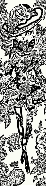 Free colorable bookmarks of a cat with a fashion hat